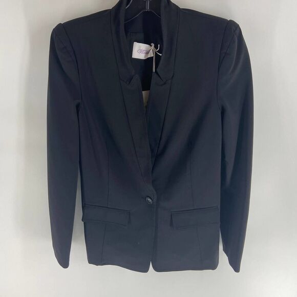 Violet black structured puff sleeve blazer Womens IT 40 US 6 NWT - Picture 1 of 7